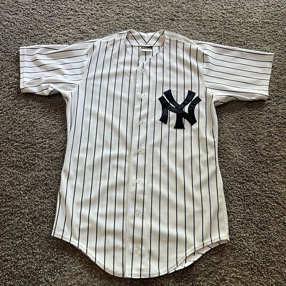 Wilson Other - Vintage 90s Wilson New York Yankees Baseball Jersey Pinstripe White Black Sz 36